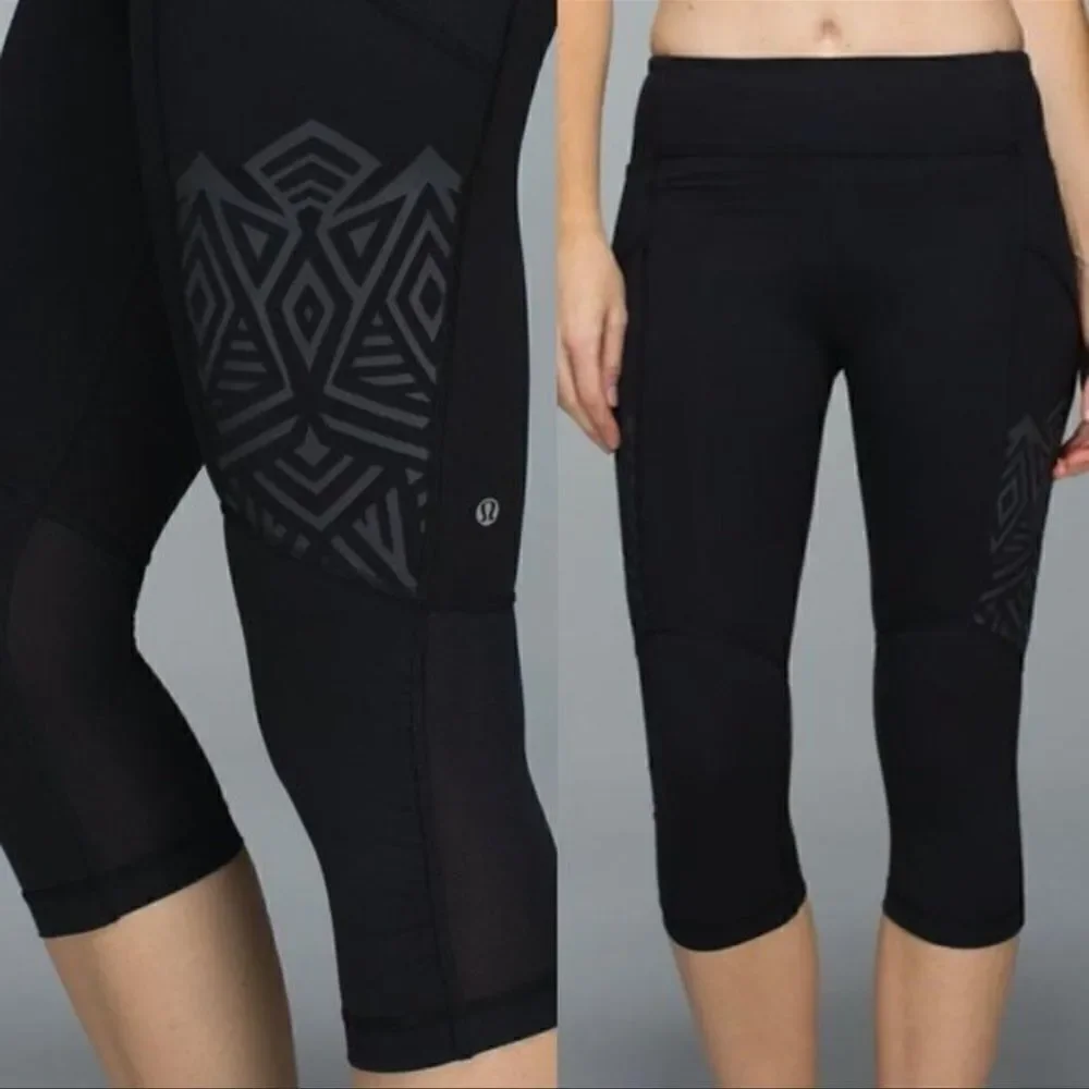Lululemon Inkwell Reflective Stash It Crop Leggings 4